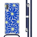 imoshion Design hoesje met koord Samsung Galaxy A70 - Cobalt Blue Flowers Connect