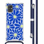 imoshion Design hoesje met koord Samsung Galaxy A71 - Cobalt Blue Flowers Connect