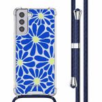 imoshion Design hoesje met koord Samsung Galaxy S21 - Cobalt Blue Flowers Connect