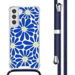 imoshion Design hoesje met koord Samsung Galaxy S22 - Cobalt Blue Flowers Connect