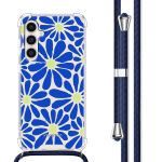 imoshion Design hoesje met koord Samsung Galaxy S23 FE - Cobalt Blue Flowers Connect