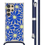 imoshion Design hoesje met koord Samsung Galaxy S24 Ultra - Cobalt Blue Flowers Connect