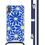 imoshion Design hoesje met koord iPhone Xs / X - Cobalt Blue Flowers Connect