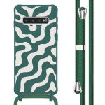 imoshion Siliconen design hoesje met koord Samsung Galaxy S10 - Petrol Green Groovy