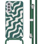 imoshion Siliconen design hoesje met koord Samsung Galaxy S21 Plus - Petrol Green Groovy