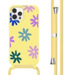 imoshion Siliconen design hoesje met koord iPhone 12 (Pro) - Yellow Flower Distance