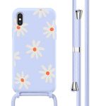 imoshion Siliconen design hoesje met koord iPhone X / Xs - Lila Flower Distance