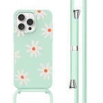 imoshion Siliconen design hoesje met koord iPhone 15 Pro - Green Flower Distance