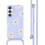 imoshion Siliconen design hoesje met koord Samsung Galaxy S24 - Lila Flower Distance