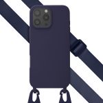 Selencia Siliconen hoesje met afneembaar koord iPhone 16 Pro Max - Donkerblauw