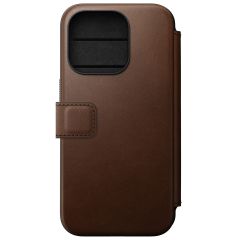 Nomad Modern Leather Folio Bookcase iPhone 15 Pro - Bruin