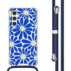 iMoshion Design hoesje met koord Samsung Galaxy A54 (5G) - Cobalt Blue Flowers Connect