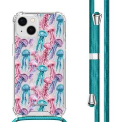 iMoshion Design hoesje met koord iPhone 13 - Jellyfish Watercolor
