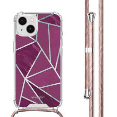 iMoshion Design hoesje met koord iPhone 14 - Bordeaux Graphic