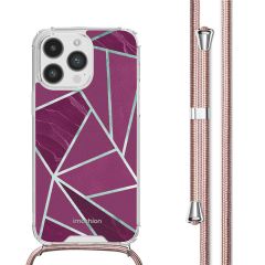 iMoshion Design hoesje met koord iPhone 14 Pro Max - Bordeaux Graphic