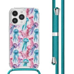 iMoshion Design hoesje met koord iPhone 14 Pro Max - Jellyfish Watercolor