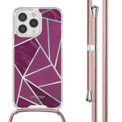 iMoshion Design hoesje met koord iPhone 15 Pro - Bordeaux Graphic
