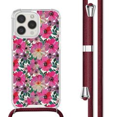 iMoshion Design hoesje met koord iPhone 15 Pro - Flower Water