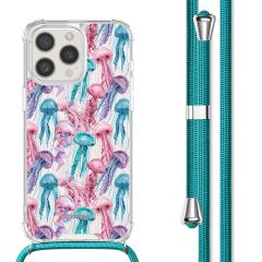 iMoshion Design hoesje met koord iPhone 15 Pro - Jellyfish Watercolor