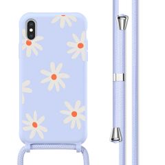 imoshion Siliconen design hoesje met koord iPhone X / Xs - Lila Flower Distance