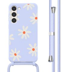 imoshion Siliconen design hoesje met koord Samsung Galaxy S23 Plus - Lila Flower Distance