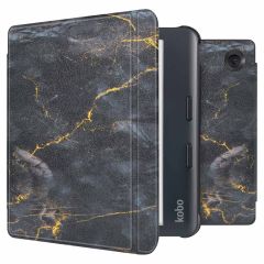 imoshion Design Slim Hard Case Sleepcover met stand Kobo Libra Colour - Black Marble