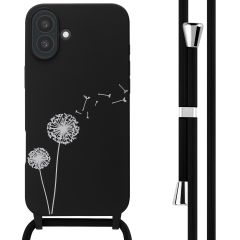 imoshion Siliconen design hoesje met koord iPhone 16 Plus - Dandelion Black