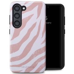 Selencia Vivid Backcover Samsung Galaxy S23 - Colorful Zebra Old Pink
