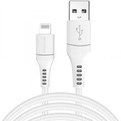 iMoshion Lightning naar USB kabel iPhone 14 - MFi certificering - Gevlochten textiel - 3 meter - Wit
