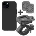 Accezz EasyLock telefoonhouder fiets - inclusief hoesje iPhone 15 - Aluminium - 360 graden draaibaar - Zwart