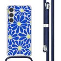 imoshion Design hoesje met koord Samsung Galaxy S24 - Cobalt Blue Flowers Connect