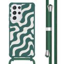 imoshion Siliconen design hoesje met koord Samsung Galaxy S21 Ultra - Petrol Green Groovy