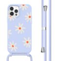 imoshion Siliconen design hoesje met koord iPhone 12 (Pro) - Lila Flower Distance