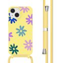 imoshion Siliconen design hoesje met koord iPhone 13 - Yellow Flower Distance