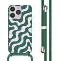 imoshion Siliconen design hoesje met koord iPhone 14 Pro - Petrol Green Groovy