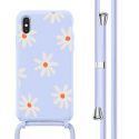 imoshion Siliconen design hoesje met koord iPhone X / Xs - Lila Flower Distance