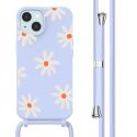 imoshion Siliconen design hoesje met koord iPhone 15 - Lila Flower Distance