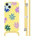 imoshion Siliconen design hoesje met koord iPhone 15 - Yellow Flower Distance