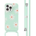 imoshion Siliconen design hoesje met koord iPhone 15 Pro - Green Flower Distance