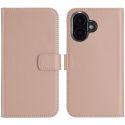 Selencia Echt Lederen Bookcase iPhone 16 Plus - Dusty Pink