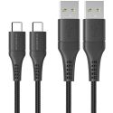 imoshion 2 pack USB-C naar USB kabel Google Pixel 7 - Gevlochten textiel - 1,5 meter - Zwart