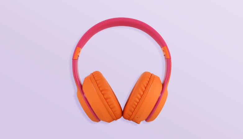 De imoshion Draadloze Kinderkoptelefoon in de kleur Hot Pink / Apricot Orange Crush.