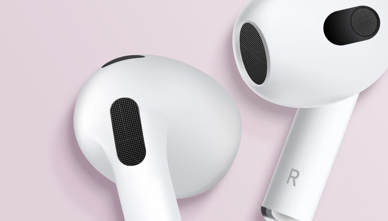 Apple AirPods 4e generatie zijn ingezoomd bij de speakers.