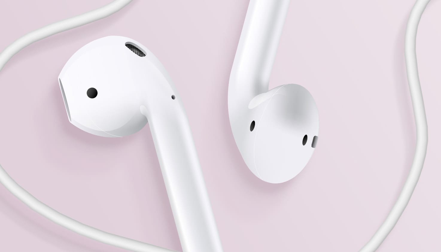 Apple EarPods liggen centraal met eromheen de bedrading van de oordopjes.