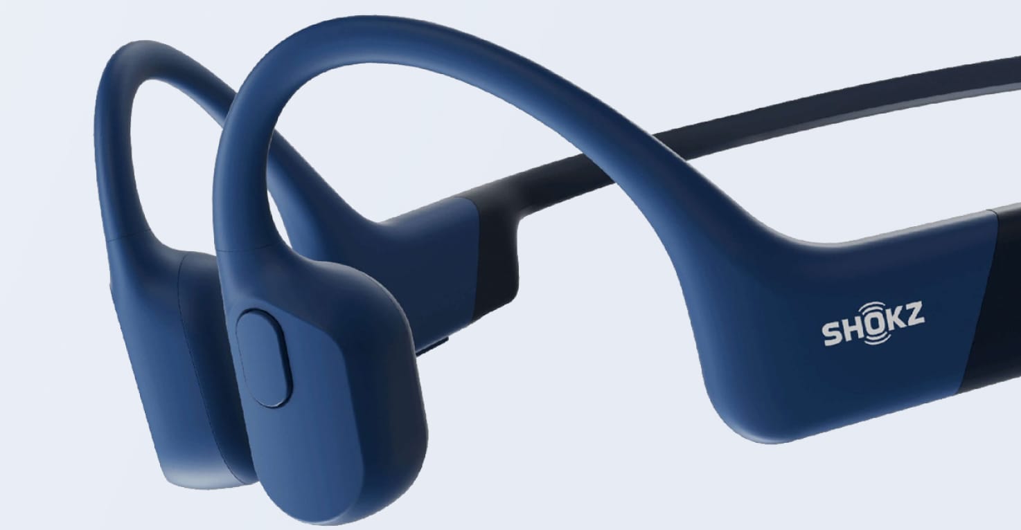 Shokz OpenRun - Standaard maat - Open-ear draadlooze oordopjes met bone conduction - Blauw.