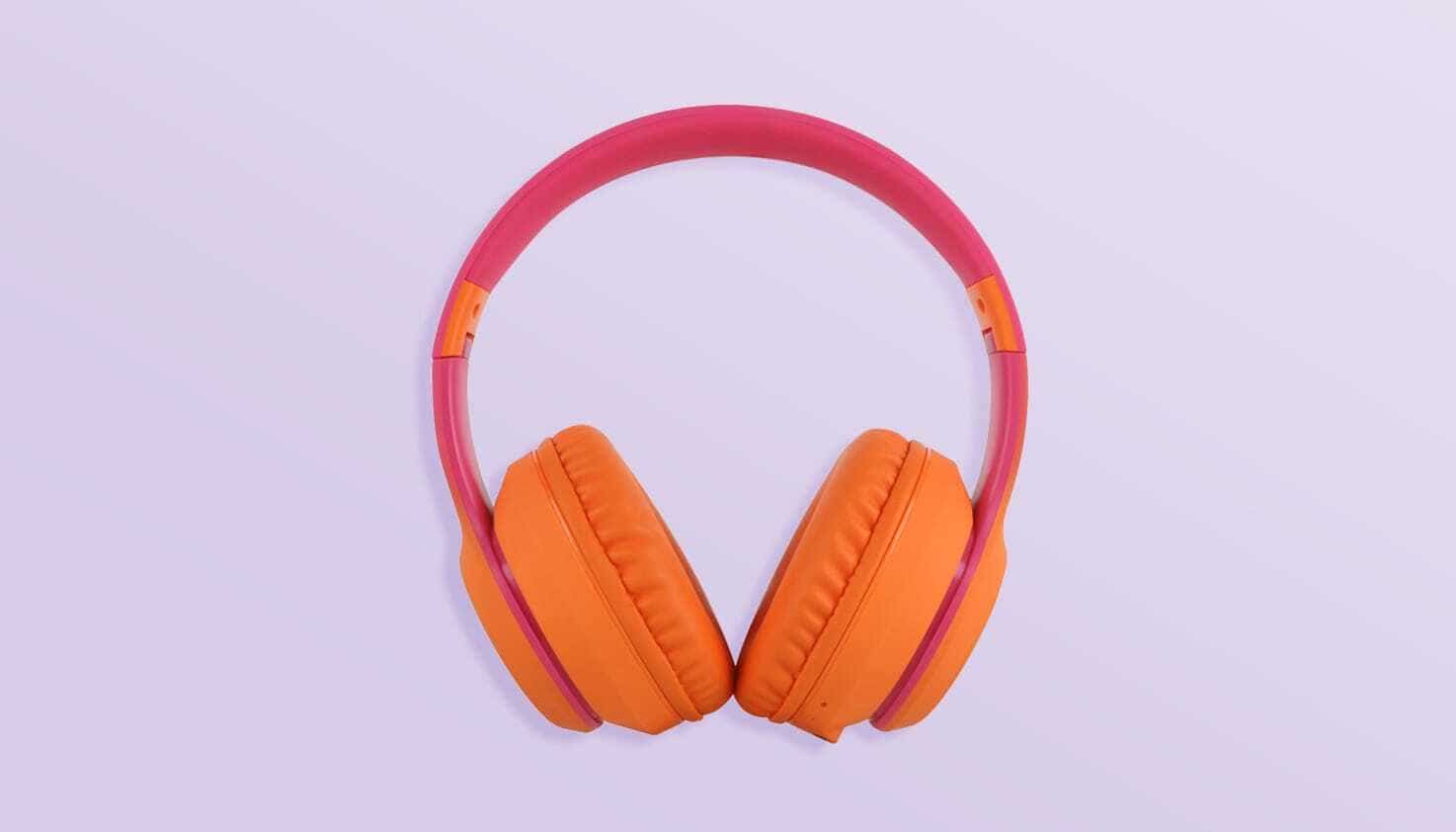 De imoshion Draadloze Kinderkoptelefoon in de kleur Hot Pink / Apricot Orange Crush.